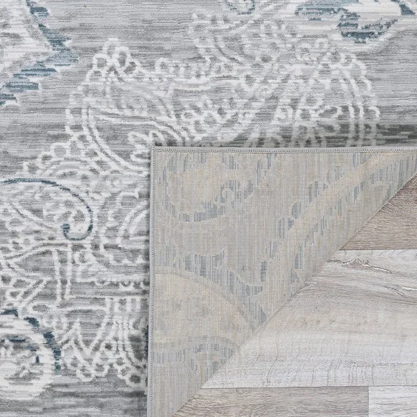 Couristan Nirvana Garden Damask 9&10x22 x 13&2x22 Area Rug in Greystone