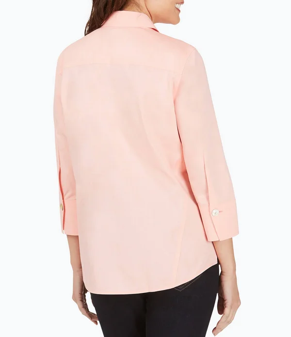 Foxcroft Paityn Solid Pinpoint Oxford Non-Iron Shaped Button Front Shirt - 14