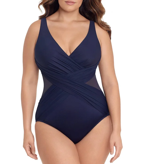 Miraclesuit Plus Size Illusionist Crossover One Piece Swimsuit - 16W