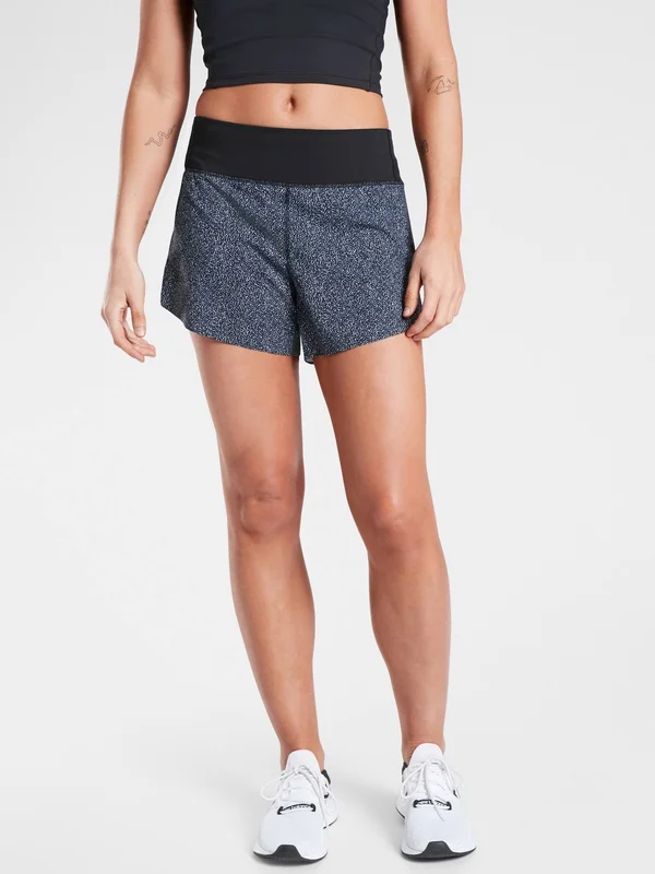 Athleta Women's Printed Run with It 3.5" Short Black Static Regular Size XXS