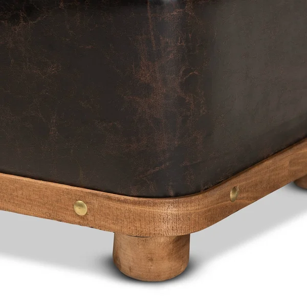 Baxton Studio Gendry Modern Rustic Transitional Dark Brown Faux Leather Upholstered and Oak Brown Finished Wood Small Storage Ot