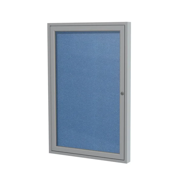 36x22x24x22 1-Door Satin Aluminum Frame Enclosed Vinyl Bulletin Board - Ocean