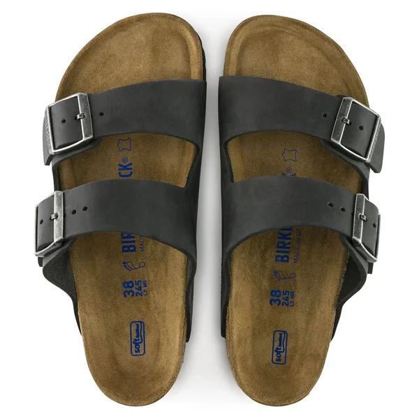 Birkenstock Arizona Oiled Leather Sandals, Iron, Size 42