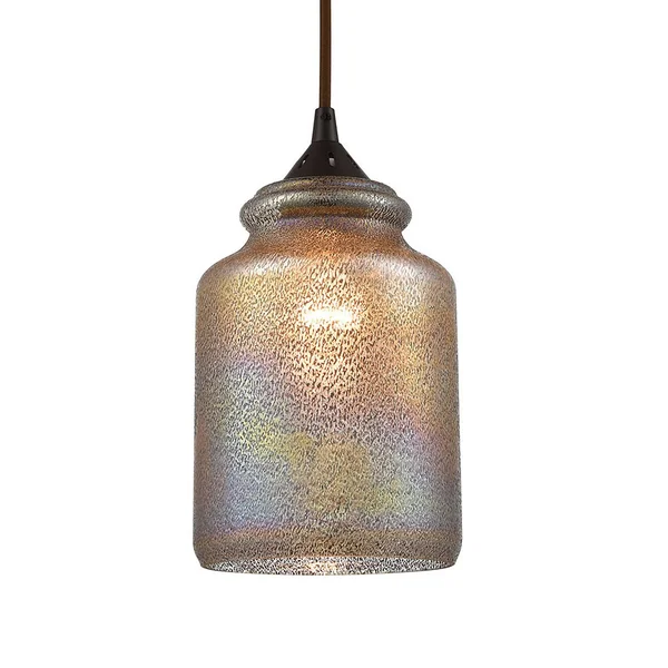 Elk Lighting 85257/3L Illuminessence 3-Light Pendant in Oil Rubbed Bronze with Textured Gray Dichroic Glass