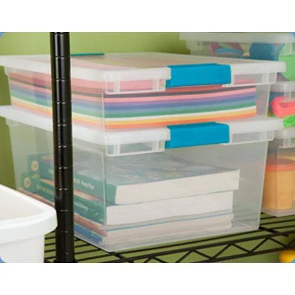 Sterilite Deep File Clip Box Clear Storage Tote Tub Container with Lid - 12 Pack