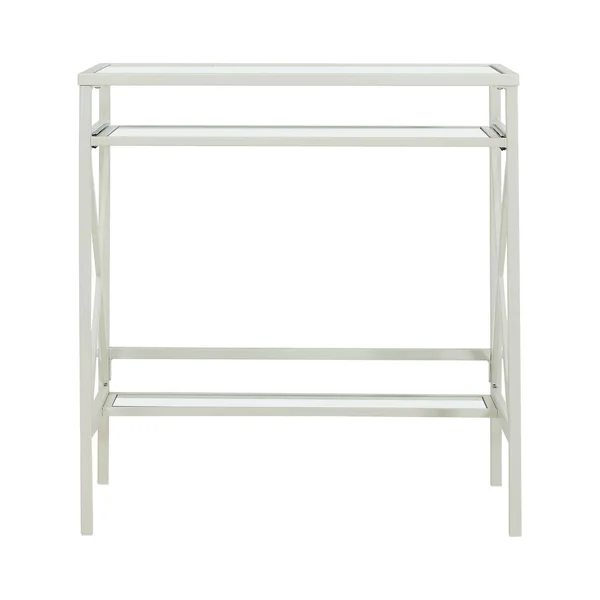 Southern Enterprises Elvan Metal & Glass Small-Space Desk - White