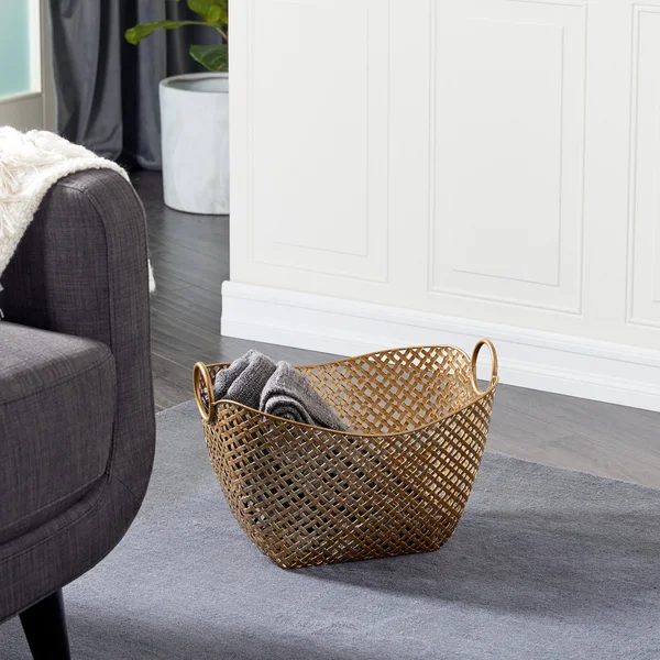 Zimlay Gold Metal Contemporary Storage Basket 16416