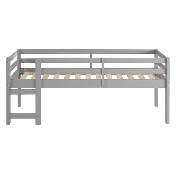 Twin Indy Solid Wood Low Loft Bed Gray - Saracina Home