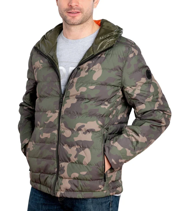 Michael Kors Men's Down Puffer Jacket - Created for Macy's - Green Camo