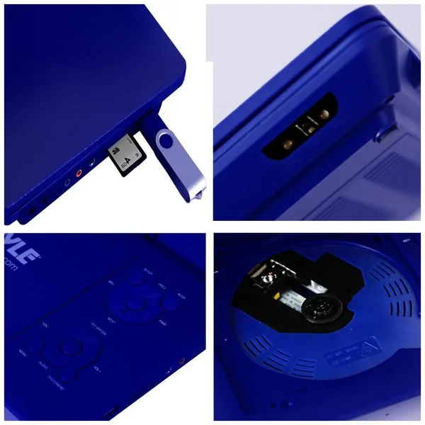 Pyle 9x22 Portable CD/DVD Player - Built-In battery, Usb/sd Card Memory Readers (Blue), 10.0 x 7.3 x 8.3