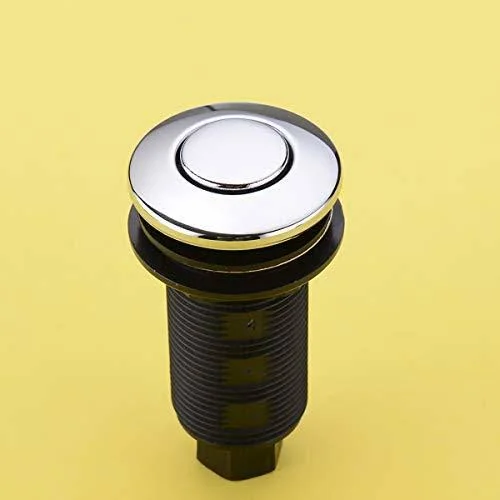 Sinkingdom Garbage Disposal SinkTop Air Switch Kit with Long Button - Brass Made Cover, chrome