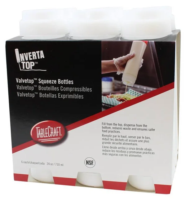 Tablecraft C24SV 24oz/710mL, 63mm NSF Invertatop Squeeze Bottle