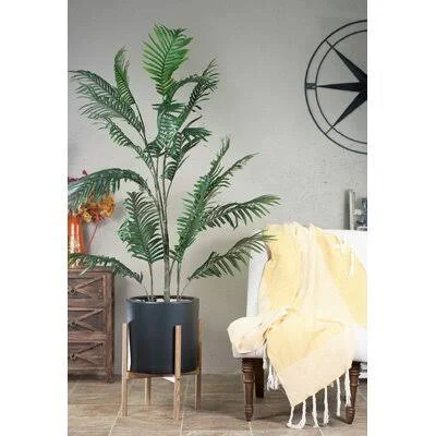 Delorme Ceramic Pot Planter Mercury Row Color: Black/Special Walnut