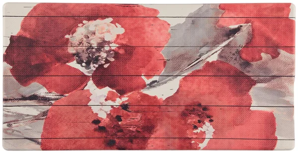 J&V Textiles Oversized 20"x39" Anti-Fatigue Embossed Floor Mat (Red Floral)