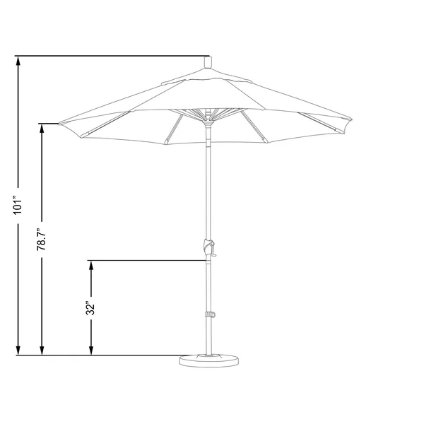 California Umbrella 9-Foot Black Aluminum Market Umbrella Woven Sesame