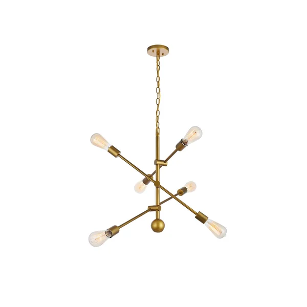 Elegant LD8008D29BR Axel 6 Lights Brass Pendant