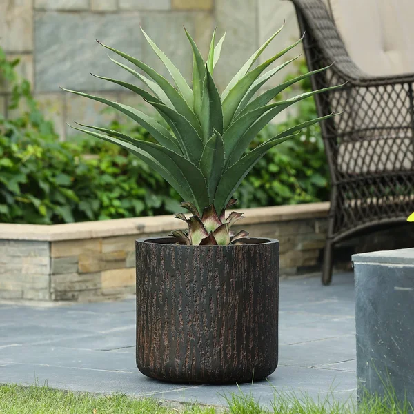 LuxenHome Light Gray MgO Round Planter