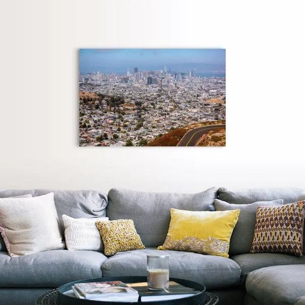 San Francisco City Skyline from Twin Peaks - California, Canvas Wall Art, 48x32, Great Big Canvas