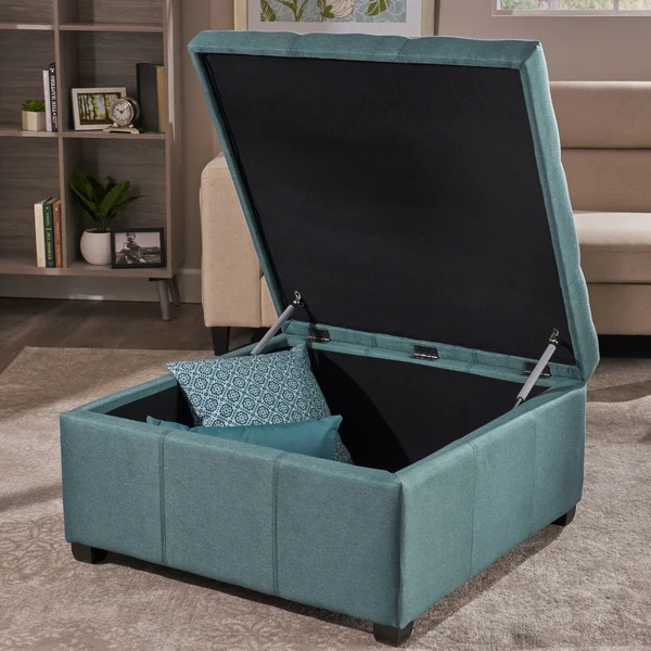 Christopher Knight Home Carlsbad Fabric Storage Ottoman - Dark Blue