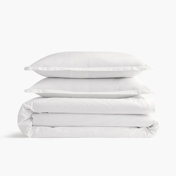 Organic Cotton Percale Duvet Set in Gray Sky, Size Full/Queen by Under The Canopy