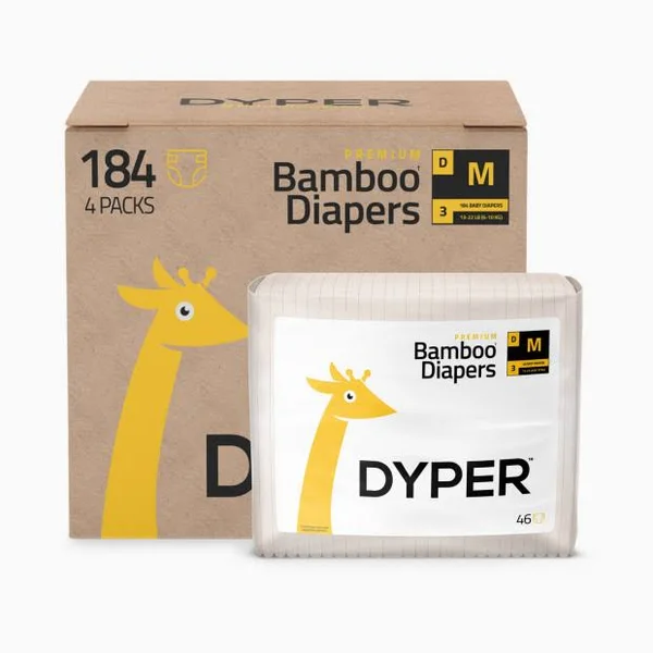 Bamboo Diapers Monthly Box, Size Medium (184 Count)