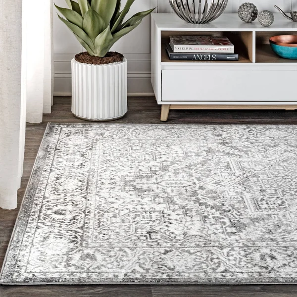 Jonathan Y Modern Persian Vintage Medallion Area Rug 5x8 Area Rugs Light Grey