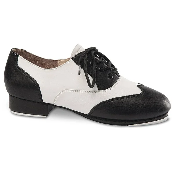 Danshuz Black/White Applause Leather Lace Up Tap Shoe