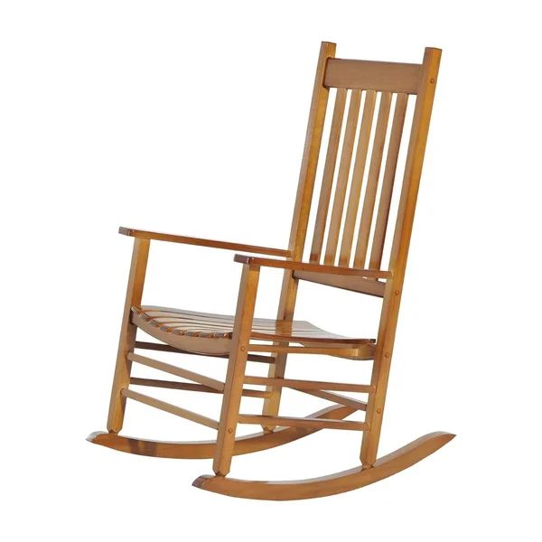 Outsunny Versatile Indoor/Outdoor High Back Wooden Rocking Chair Natural