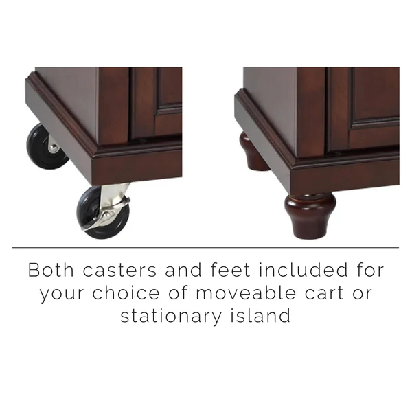 Crosley Cambridge Portable Kitchen Island Cart Mahogany White Granite Top
