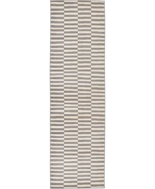Unique Loom Striped Williamsburg Runner Rug - 2& 9 x 9& 10 (Gray)
