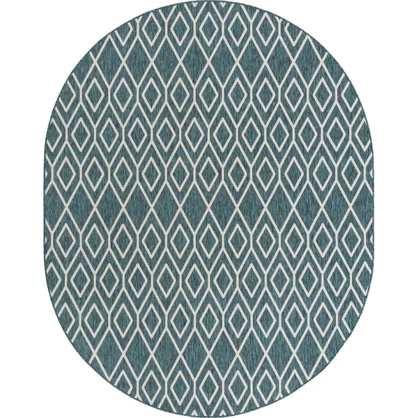 Jill Zarin Home Teal Turks and Caicos Indoor/Outdoor Rug 7&10x22x10& Oval