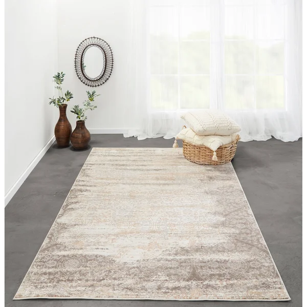 Momeni Juliet Traditional Distressed Design Area Rug (7&6x22 x 9&6x22 - Ivory)