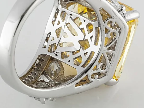 2.60ctw Bella Luce Charles Winston for 2 Canary and White Diamond Simulant Rhodium Over Silver Ring - Size 7