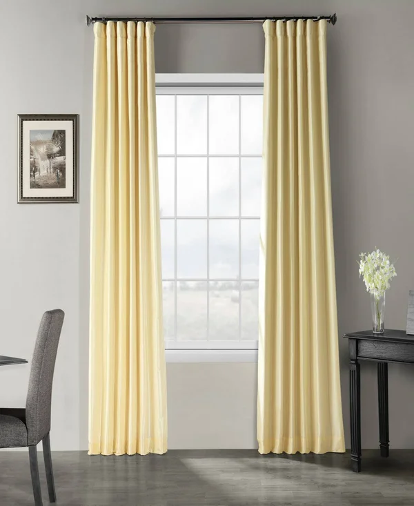 Exclusive Fabrics Vintage Textured Faux Dupioni Silk Curtain (1 Panel) - 50 x 84 - Crescent Moon