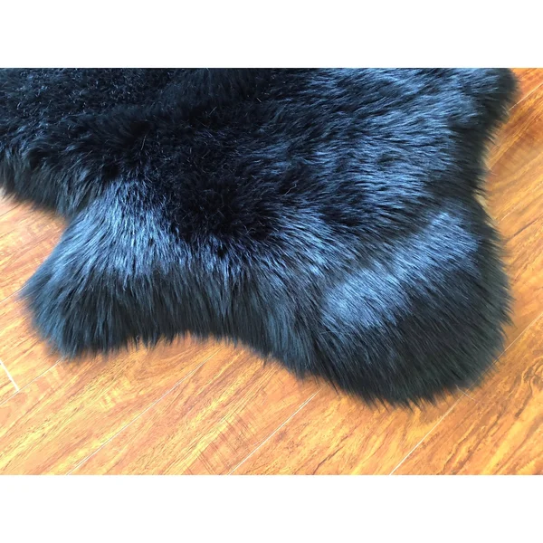 Silver Orchid Nansen Luxurious Faux Sheepskin Pelt Shag Rug - 6& x 6& - Cream