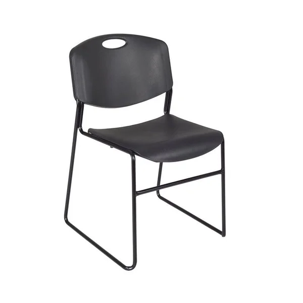 Regency Kee 42x22 Square Height Adjustable Moblie Classroom Table - Mahogany & 4 Zeng Stack Chairs- Black