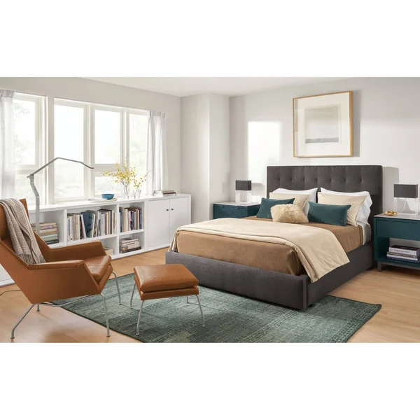 Room & Board, Modern Copenhagen One-Drawer Nightstand Made from White Wood, Aluminum Pulls w/ Stainless Steel Frame Base