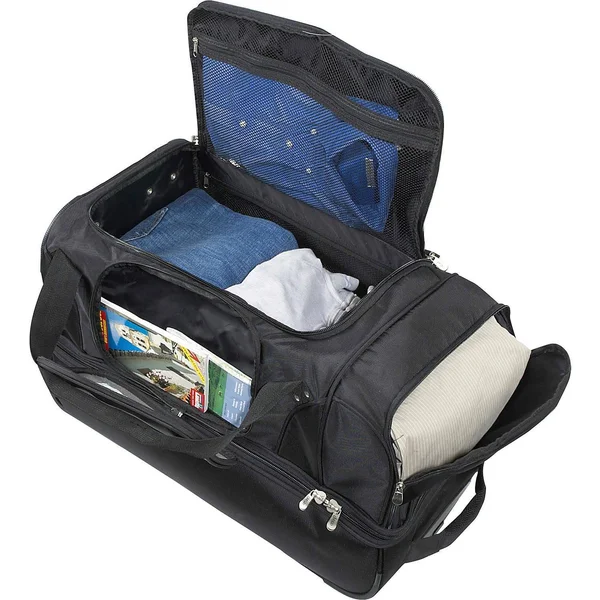 Denco Kentucky Black Nylon 27-inch Rolling Drop Bottom Duffel Bag