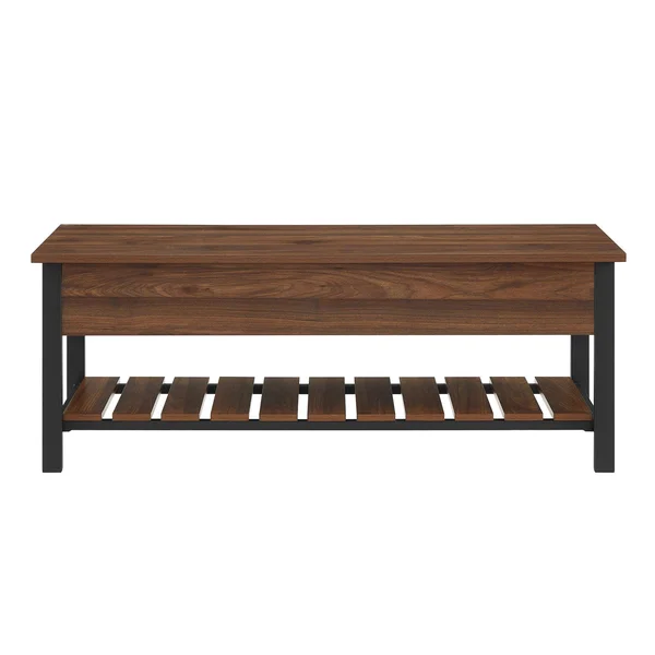 Walker Edison 48x22 Modern Farmhouse Storage Bench - Dark Walnut