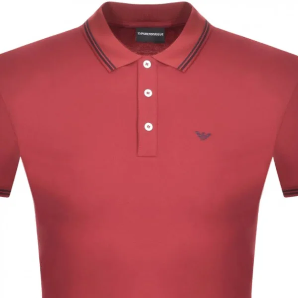 Emporio Armani Short Sleeved Polo T Shirt Red