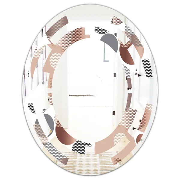 Designart 'Circular Abstract Retro Geometric XIII' Modern Round or Oval Wall Mirror - Space - 24 in. Wide x 24 in. High