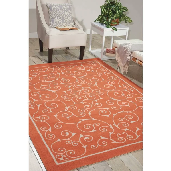 Nourison Home & Garden Area Rug - Orange, 5&3x22 x 7&5x22