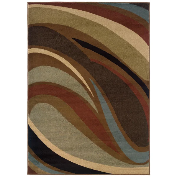 Hayden Abstract Waves Multi-Colored Area Rug - 5&3x22 x 7&6x22