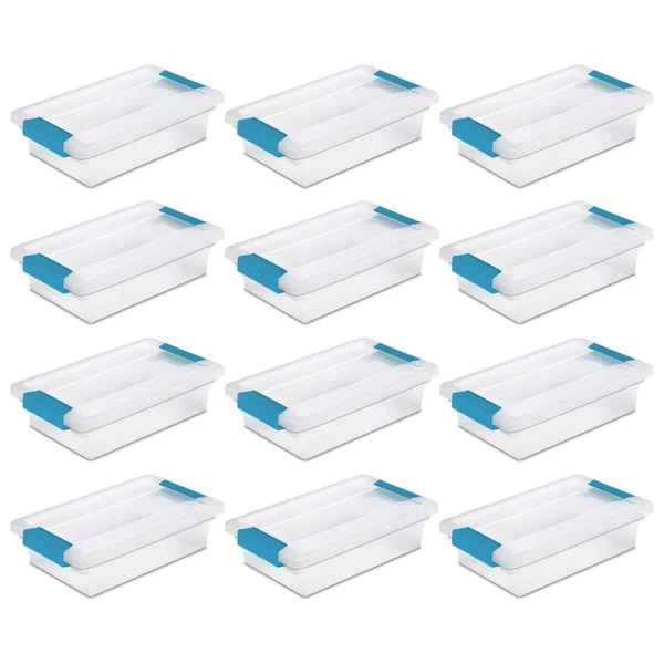 Sterilite Small Clear Storage Tote Container with Lid - 12 pack