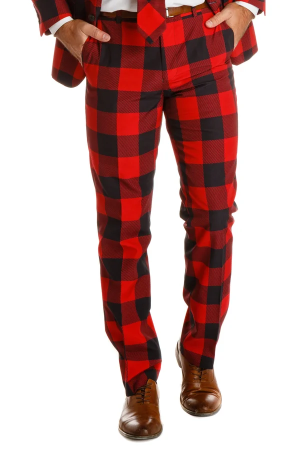 The Red & Black Lumberjack - Buffalo Check Plaid Suit Pants, Size 48, Private Label