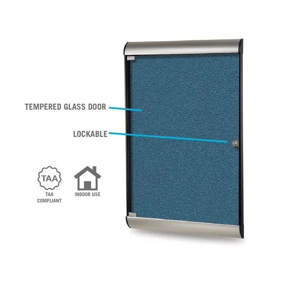 Ghent Silh20477 - 42.13x22x27.75x22 1-Dr Silhouette Encl Bulletin BD - Black Frame, Vinyl Fabric Navy, Blue