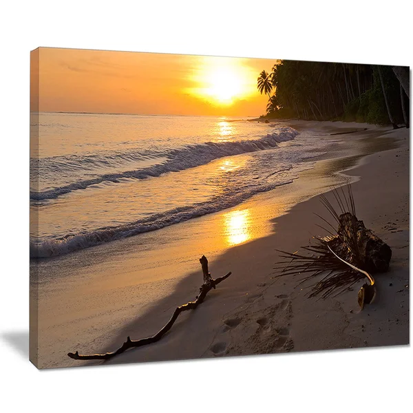 Design Art Palm Trees on Background at Sunset X-Large Seascape Art Canvas, 32x16x22