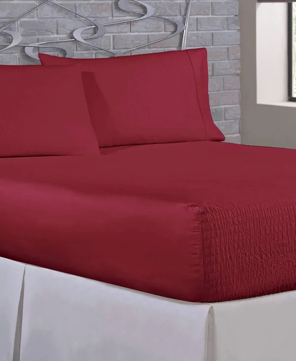 Bed Tite 300-Thread-Count Cotton California King Sheet Set in Burgundy