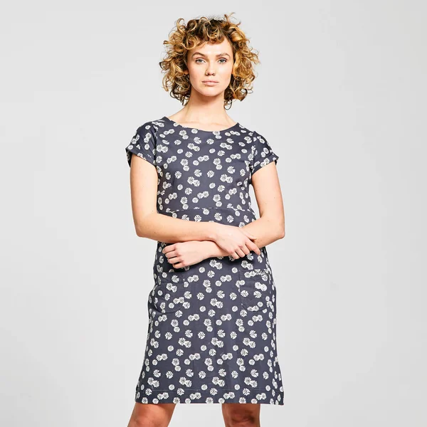 Weird Fish Womens Tallahassee Organic Printed Dress Navy