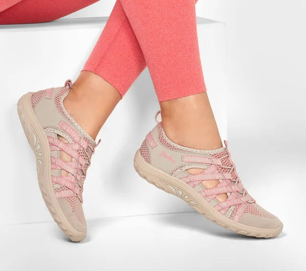 Skechers Women's Relaxed Fit Reggae Fest Hooked Closed Toe Sandal, Taupe/Pink